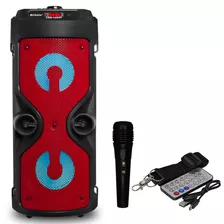 Alto Falante Portátil Bluetooth 16w Usb Led Com Microfone E Controle 