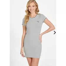 Guess Vestido Dama Estilo Teddie Triangle Logo Gris Extragde