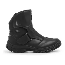 Coturno Masculino Bota Motoqueiro Zíper E Velcro Ajustável 