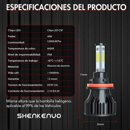 Kit De Faros Led H11 De Baja Intensidad, Superbrillantes, Co Foto 6