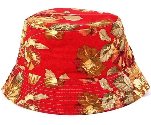 Chapeu Bucket Hat Floral Dupla Face Vermelho Pronta Entrega