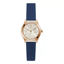 Reloj Para Mujer Marca Guess Color Azul Modelo Piper Color Del Fondo Oro Rosa Color De La Correa Azul Color Del Bisel Oro Rosa