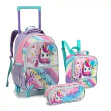 Kit Mochila Bolsa Infantil Menina Unicórnio Pop - It 