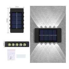 4x Arandela Solar 2 Focos Parede Slim 10 Fachos Led Externa Cor Branco Frio 10 Led