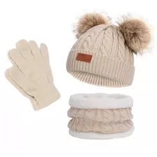 Gorro De Invierno Para Niños A Gloves, De Punto Cálido, Grue