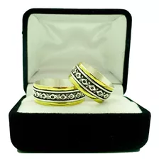 Alianzas Plata 925 Y Oro Anillos Modelo Labrado Compromiso