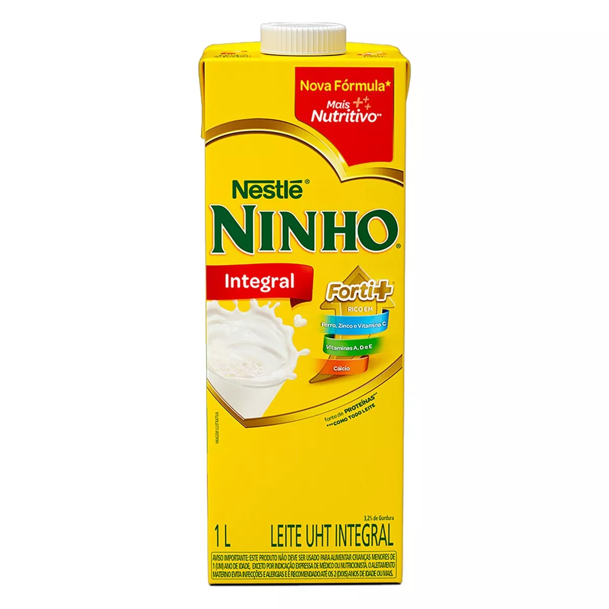 Leite Uht Integral Nestlé Ninho Forti+ Caixa Com Tampa 1l