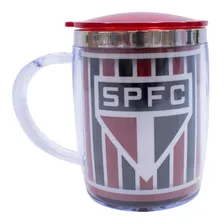 Caneca Térmica Arredondada Com Tampa São Paulo 450 Ml Time De Futebol