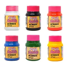 Kit C/ 6 Tintas Pva Fosca P/ Artesanato 37ml Acrilex