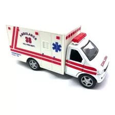 Miniatura Ambulância Abre Portas Ferro 13 Centímetros 