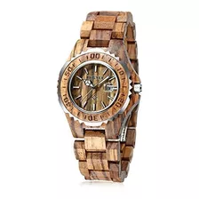 Bewell Zs100bl Mujeres Reloj De Cuarzo De Madera Con Manos L