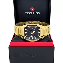 Relógio Dourado Quadrado Technos Skymaster Aço Inoxidavel 