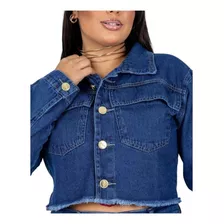 Jaqueta Jeans Feminina Azul Desfiada Plus Size Inverno 2023