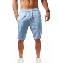 Short Pantalón De Algodón Y Lino Para Hombre, Playa, Yoga