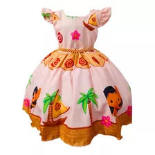 Vestido De Luxo Moana Baby Cute Mar De Aventuras 1 A 3 Anos