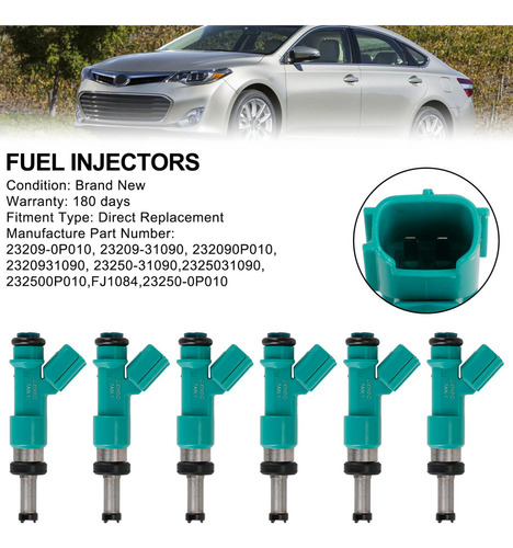 6x Inyector De Combustible For Toyota Camry Highlander Sien Foto 5