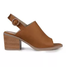 Sandalias Estilo Zueco Cuero Taco Madera Fiori Dallas