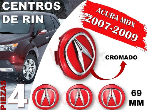 Kit De Centros De Rin Acura Mdx 2007-2009 69 Mm (rojo) Foto 2