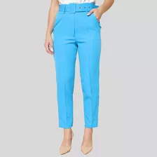 Calça Feminina Clochard Alfaiataria Com Cinto Forrado