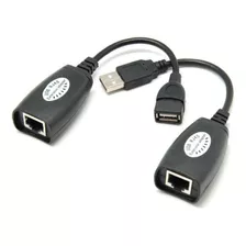 Extensor Usb Activo Alargue Hasta 50m Cable Red Utp Rj45 Color Negro