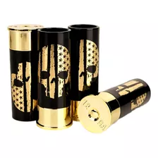 Vasos Punisher Tequileros Forma Cartucho Calaveras Paquete 4