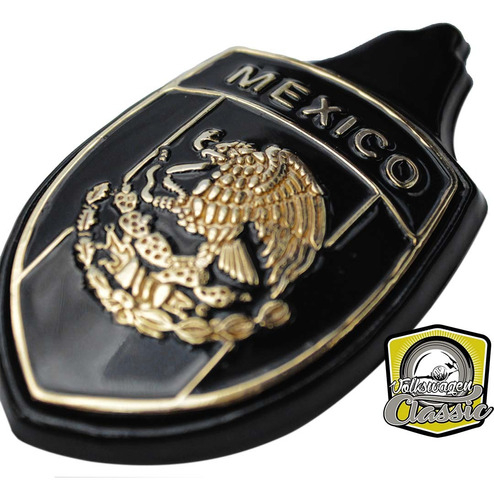 Emblema Blasn Cofre Vocho Mexico Oro Negro Importado Alemn Foto 2