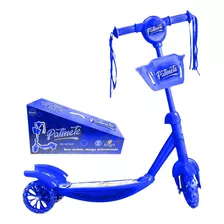 Patinete Infantil 3 Rodas Musical Luzes E Cesto Cor Azul