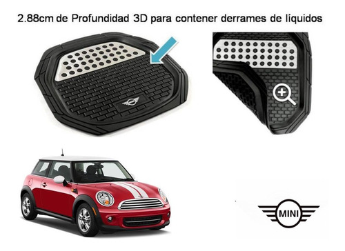 Tapetes 4pz Charola 3d Logo Mini Cooper 2008 A 2012 2013 Foto 5