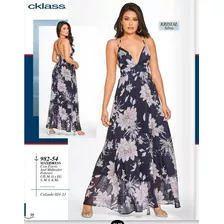 Maxidress Cklass 982-54 Azul/multico Outlet/saldos Mchn