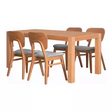 Juego De Comedor Mesa Nativa 1,45cm Madera 4 Sillas Buenaluz