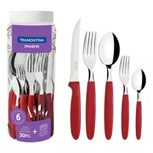 Faqueiro Inox Tramontina Ipanema 30 Peças Jogo De Talheres Cor Vermelho