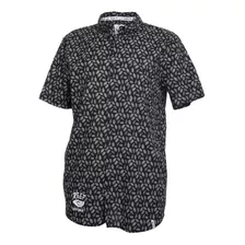 Camisa Negra Diseño Hojas Reef