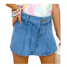 Short Saia Jeans Menina Infantil Criança