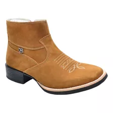 Bota Botina Couro 100% Confortavel Costurada A Mao Comitiva