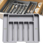 Organizador De Gaveta Porta Talheres Extensível Separador Gaveteiro Ajustável Para Cozinha Com Extensor Cinza