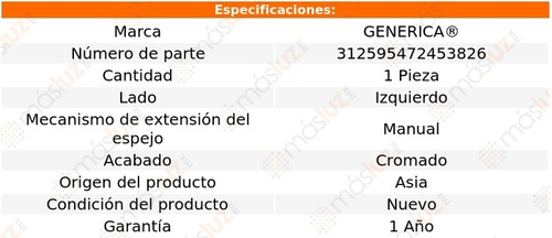 Espejo Izq Man Crom Mitsubishi L200 16/19 Generica Foto 2