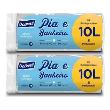 Saco De Lixo 100 Unidades Perfumado Pia E Banheiro 10 Litros