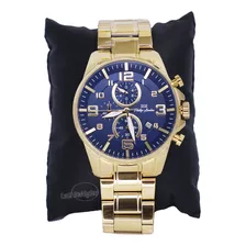 Relógio Phillip London Masculino Dourado Cronógrafo Original