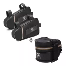 Kit 2 Bolsas Triangular Para Bicicleta + 1 Bolsa De Selim