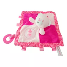 Manta Apego Peluche Trapito Sonajero Bebe Oso Celeste Rosa