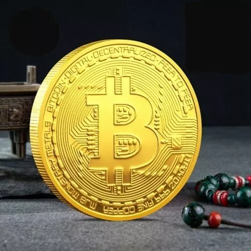Moneda Conmemorativa Bitcoin Coleccionable Dorada