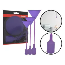 Luminária Lustre Led De Teto Avant Cordão Pendente Benjamin Roxo Pvc Para 1 Lâmpada Cabo Ajustável