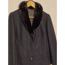 Saco Blazer Lana Y Vison Negro Comprado En París. Talle M 