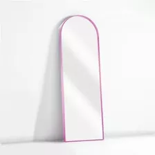 Espelho Oval Base Reta Com Moldura Metal 2,00 X 0,70 Luxo Cor Da Moldura Rosa