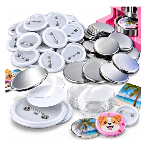 Kit 100 Bases Para Botton Metal Prateado 100 Pcs 58 Mm 58mm Prateado Boton Metal 58 Mm 100 Pcs