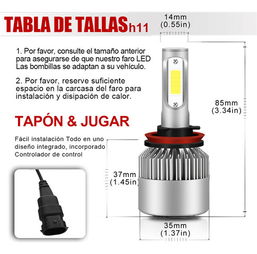 Para Cadillac Cts 2008-2015 Combo De Faros Led H11+h11+h11 Foto 4