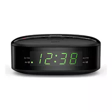 Relógio De Mesa Philips Compacto Alarme E Rádio Fm Bivolt Cor Preto