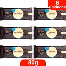 Chocolate Laciella 70% Cacau Zero Açúcar Kit 6 Unidades 80g