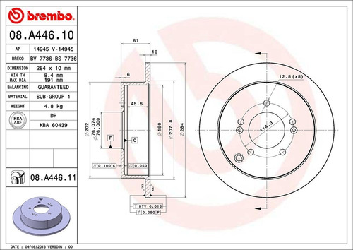 Discos Traseros Slidos Brembo Kia Sportage Ex 2015 Foto 2