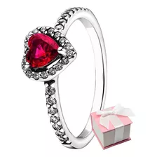 Anillo Compromiso Promesa Circonia Corazón Rojo Estuche